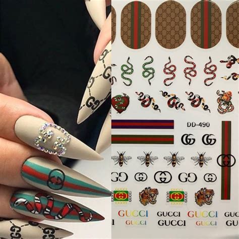 gucci nail sticker|Gucci nail design.